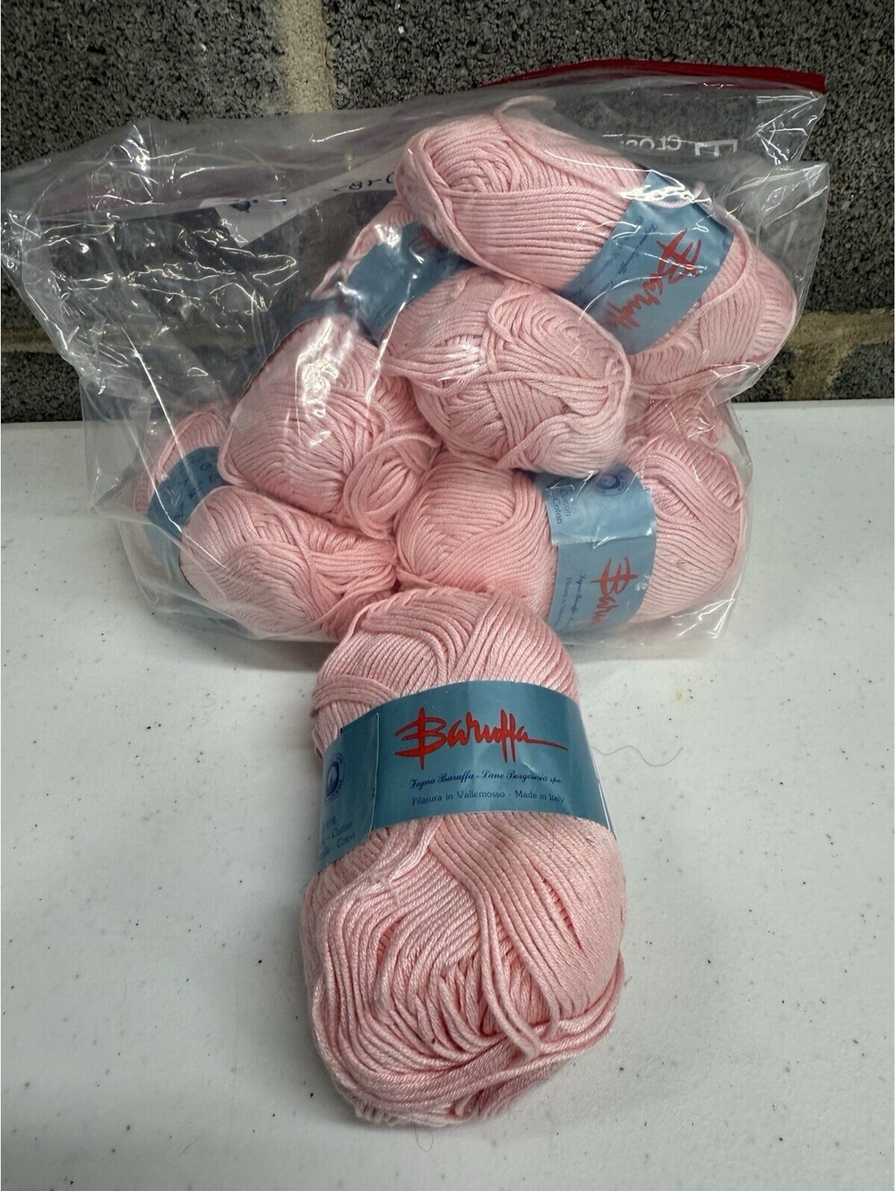 Lane Borgoseia Baruffa 100% Cotton Yarn Pink 7 Skein Lot